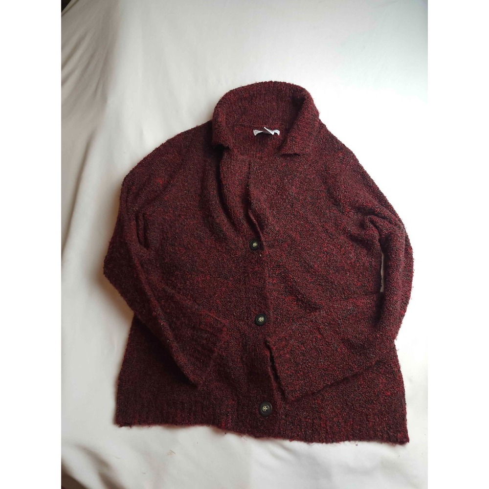 Sag Harbor Cardigan Sweater Womens Small Red Knit Button Front Long Sleeve